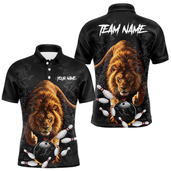 Maxcorners Custom Lion Glass Break Bowling Shirts For Men Custom Bowling Team Jersey Bowler Uniform Outfits