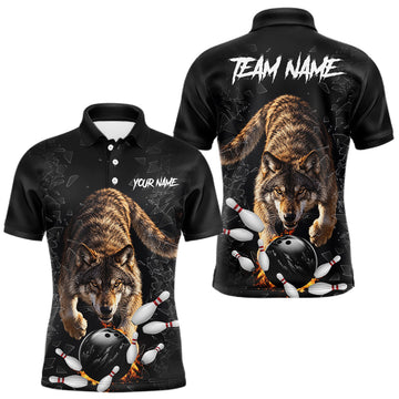 Maxcorners Custom Wolf Glass Break Bowling Shirts For Men Custom Bowling Team Jersey Bowler Uniform Outfits