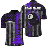 Maxcorners Purple Grunge Us Flag Patriotic Billiard Jersey Customized Name, Team Name 3D Shirt