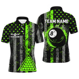 Maxcorners Green Grunge Us Flag Patriotic Billiard Jersey Customized Name, Team Name 3D Shirt