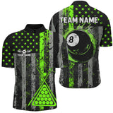 Maxcorners Green Grunge Us Flag Patriotic Billiard Jersey Customized Name, Team Name 3D Shirt