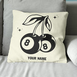 Personalized 8 Ball Cherry Billiards Pillows Custom Beige White Pillow