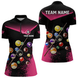 Maxcorners Personalized Grunge Pink Black 3D Pool Balls Men Billiard Shirts Custom Billiard Jerseys For Men And Women