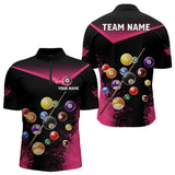 Maxcorners Personalized Grunge Pink Black 3D Pool Balls Men Billiard Shirts Custom Billiard Jerseys For Men And Women