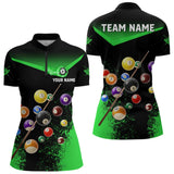 Maxcorners Personalized Grunge Green Black 3D Pool Balls Men Billiard Shirts Custom Billiard Jerseys For Men And Women