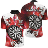 Maxcorners Darts Red Lightning Grunge Dartboard Customized Name, Team Anme 3D Polo Shirt