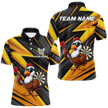 Maxcorners Yellow Black Funny Turkey Darts Jerseys For Men Custom Thanksgiving Darts Team Shirts, Dart Gifts LM1508