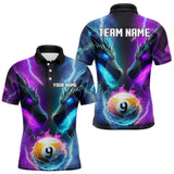 Maxcorners Purple And Blue Custom Dragon 9 Ball Pool Billiard Shirt For Men, Billiard Jersey Polo & 1/4 Zip TU1011