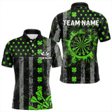 Maxcorners Green Grunge Us Flag Luckiest Shamrock Patriotic Men And Women Dart Shirt Custom St Patrick Day Dart Jersey