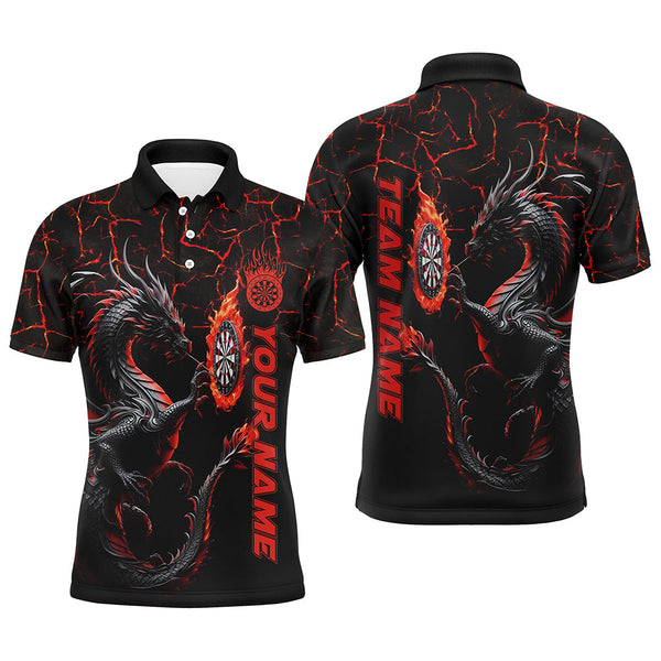 MaxCorners Dart Red Big Dragon  Customized Name, Team Name 3D Polo Shirt Unisex