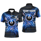 Maxcorners Funny Storm Cloud Thunder 8 Ball Pool Custom Billiard Shirts, 8 Ball Shirts Billiard Jersey | Blue