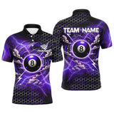 Maxcorners Funny Storm Cloud Thunder 8 Ball Pool Custom Billiard Shirts, 8 Ball Shirts Billiard Jersey | Purple