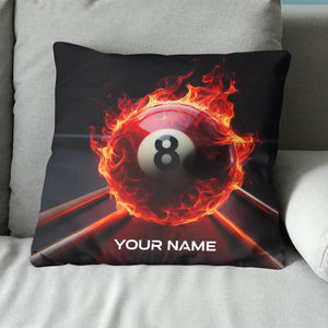 Personalized Flaming 8 Ball Pool Cue Billiard Pillow, Best Pillows Gifts
