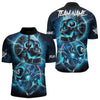 Maxcorners Personalized Blue Billiard 8 Ball Skull Billiard Polo & 1/4 Zip For Men, Lightning Billiard Jerseys LM133