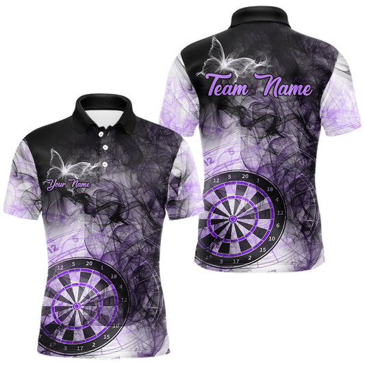 Maxcorners Butterfly Smoke Darts Shirt With Pocket Option For Men Custom Purple Dart Jersey