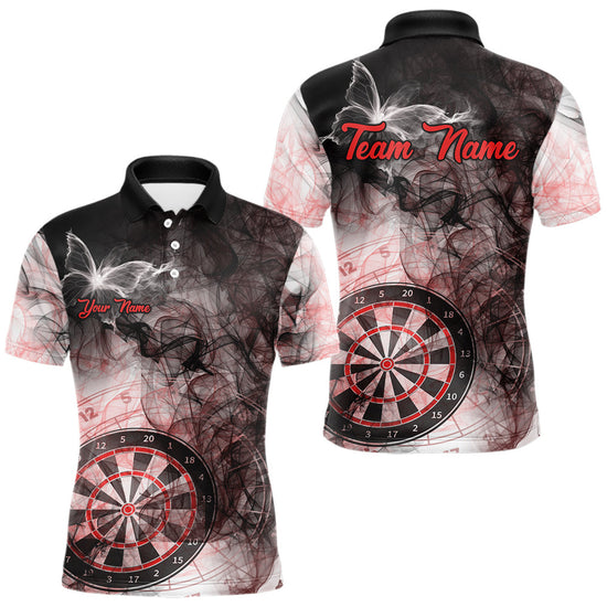 Maxcorners Butterfly Smoke Darts Jersey With Pocket Option For Men Custom Red Dart Shirt