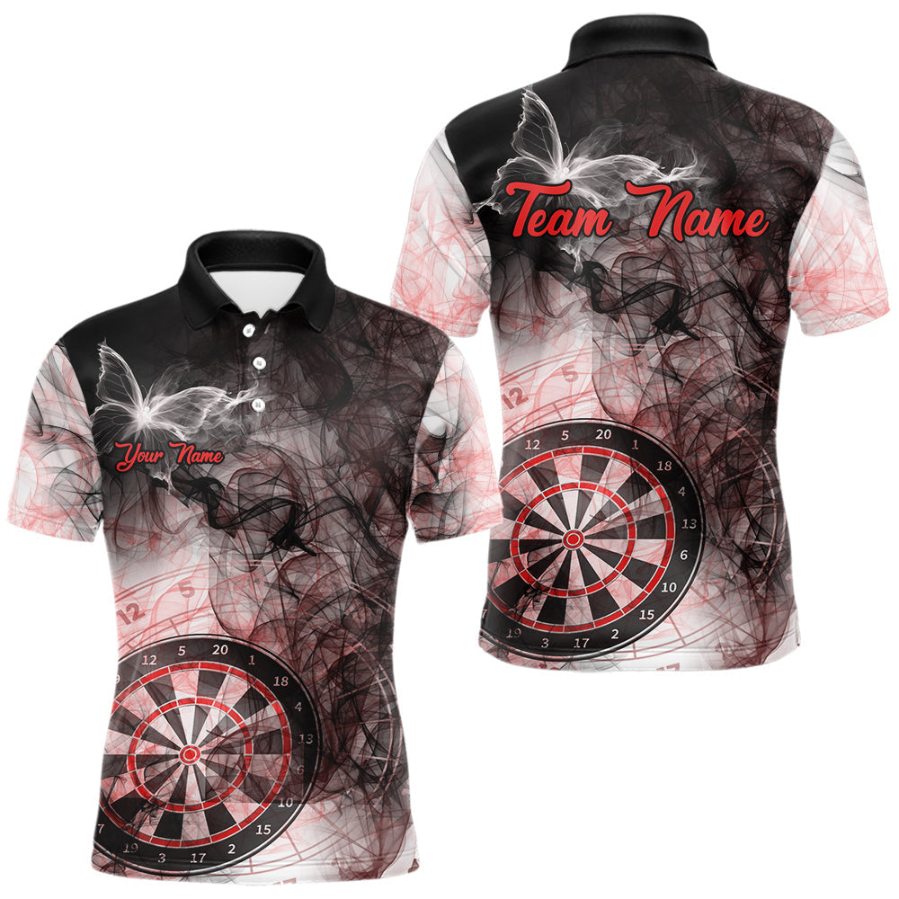 Maxcorners Butterfly Smoke Darts Jersey With Pocket Option For Men Custom Red Dart Shirt