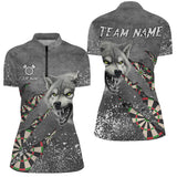 Maxcorners Personalized Grey Grunge Wolf Dart Shirts For Men, Darts League Team Shirts Cool Dart Jerseys