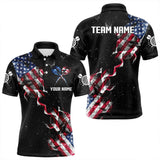 Maxcorners Customized Grunge Us Flag Smoke Darts Polo Shirts, Patriotic Darts Jerseys For Men And Women