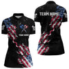 Maxcorners Customized Grunge Us Flag Smoke Darts Polo Shirts, Patriotic Darts Jerseys For Women