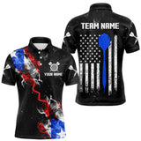 Maxcorners Smoke Puerto Rico US Flag Custom Darts Shirt For Men, Patriotic Darts Jersey Team Polo & 1/4 Zip MT1810