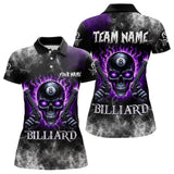 Maxcorners Personalized Purple 8 Ball Fire Flame Gun Skull Smoke Billiard Shirt For Men, Cool Billiard Jersey