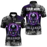 Maxcorners Personalized Purple 8 Ball Fire Flame Gun Skull Smoke Billiard Shirt For Men, Cool Billiard Jersey