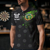 Maxcorners Irish American Flag Saint Patrick Day Dart Shirts For Men Custom Luckiest Shamrock Dart Jerseys