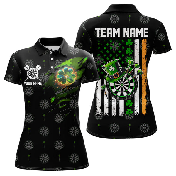 Maxcorners Irish American Flag Saint Patrick Day Dart Shirts For Men Custom Luckiest Shamrock Dart Jerseys