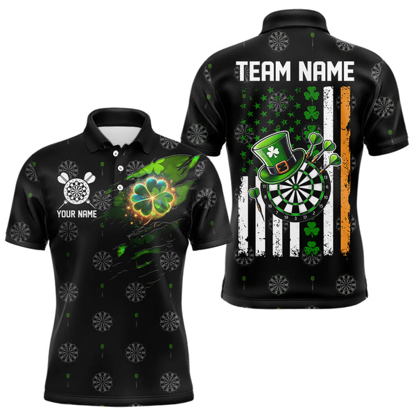 Maxcorners Irish American Flag Saint Patrick Day Dart Shirts For Men Custom Luckiest Shamrock Dart Jerseys