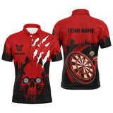 Black Red Dart Skull Canada Flag Men Darts Polo Shirts