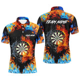 Personalized Dart Board Fire And Water 3D Printed Men Darts Polo Shirts