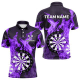 Maxcorners Purple Flaming Dartboard Darts Polo & Quarter Zip Custom Dart Shirts For Men Team Dart Jerseys MT2306