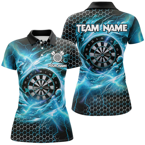 Maxcorners Cyan Funny 3D Dartboard Darts Jersey Customized Name, Team Name 3D Polo Shirt