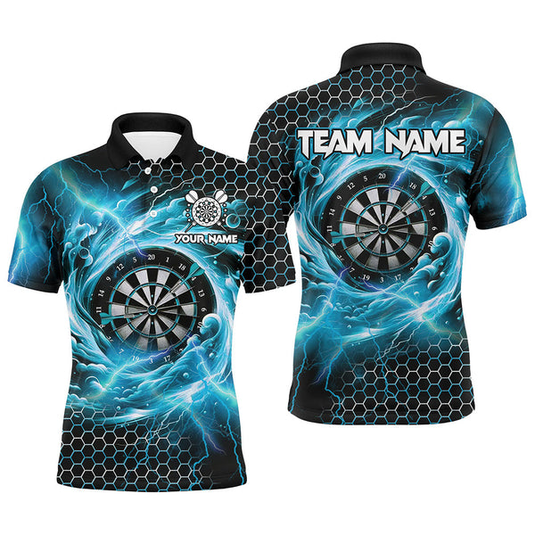 Maxcorners Cyan Funny 3D Dartboard Darts Jersey Customized Name, Team Name 3D Polo Shirt