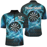 Maxcorners Cyan Funny 3D Dartboard Darts Jersey Customized Name, Team Name 3D Polo Shirt