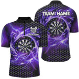 Maxcorners Purple Funny 3D Dartboard Darts Jersey Customized Name, Team Name 3D Polo Shirt