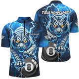 Maxcorners Personalized Thunder Lightning Tiger Billiard Shirt For Men Custom Blue Billiard League Pool Jersey