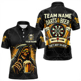 Maxcorners Darts And Beer That'S Why I'M Here Custom Death Skeleton Men And Women Darts Shirts, Drinking Dart Jerseys