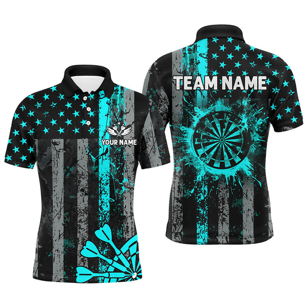 MaxCorners Dart Grunge Texas Flag Customized Name And Team Name 3D Polo Shirt For Men