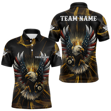 Maxcorners Personalized Crown American Flag Eagle 8 Ball Shirt For Men Custom Pool Team Jersey LM1112