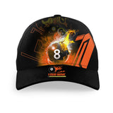 Maxcorners Billiard 8 Ball Flame Orange Personalized Name 3D Cap