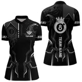 Maxcorners Customized 8 Ball Pool Crown Wmen Billiard Shirt, White And Black Billiard Team Shirt, Pool Jersey