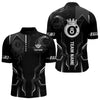 Maxcorners Customized 8 Ball Pool Crown Wmen Billiard Shirt, White And Black Billiard Team Shirt, Pool Jersey