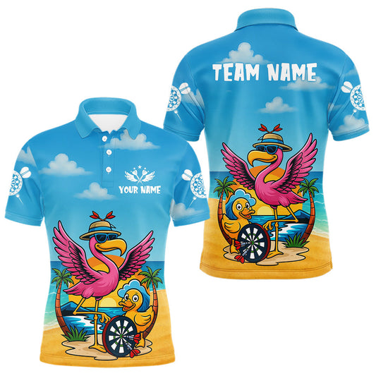 Maxcorners Personalized Funny Tropical Flamingo Darts Shirt For Men Custom Darts Jersey Outfit, Darts Gifts MT1607