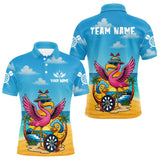 Maxcorners Personalized Funny Tropical Flamingo Darts Shirt For Men Custom Darts Jersey Outfit, Darts Gifts MT1607