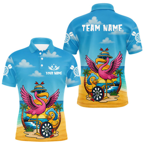 Maxcorners Personalized Funny Tropical Flamingo Darts Shirt For Men Custom Darts Jersey Outfit, Darts Gifts MT1607