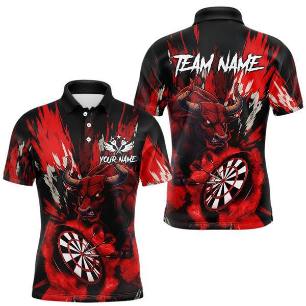 Maxcorners Personalized Red Dartboard Splash Bull Darts Shirt For Men Custom Dart Jersey Team Polo & 1/4 Zip TU1711
