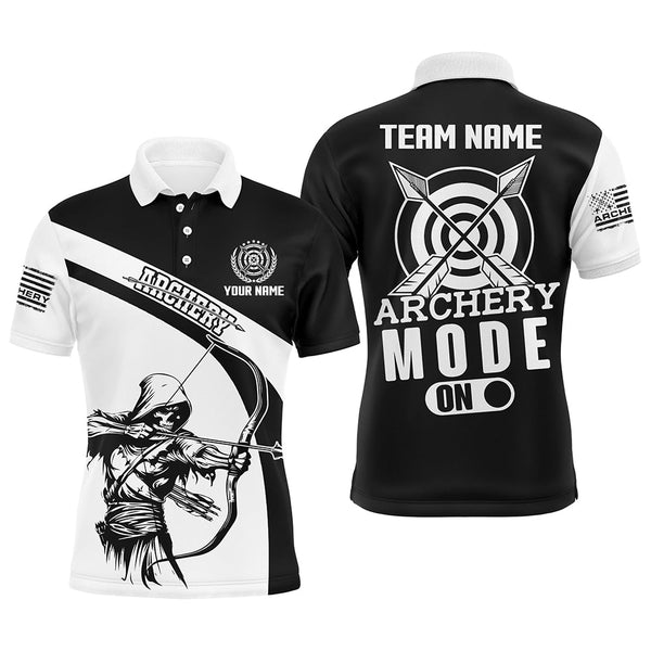 Maxcorners Personalized Funny Death Archery Player Men Polo Shirts Custom Black White Archery Jerseys