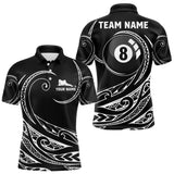 Maxcorners Black White 8 Ball Pool Tribal Billiard Shirt For Men Custom Billiard Team Jersey Polo & 1/4 Zip MT707